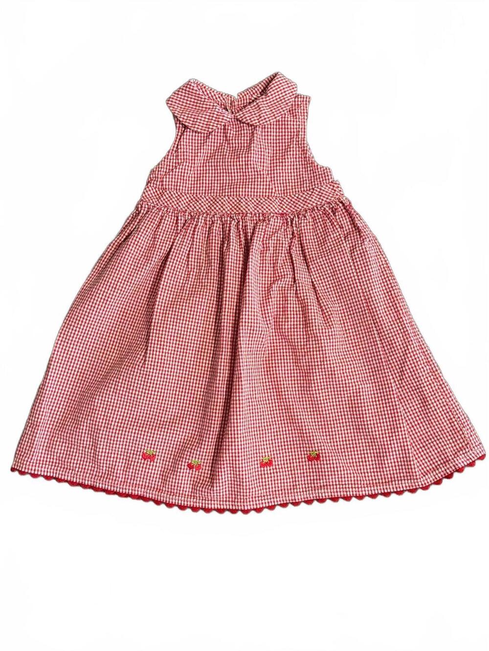 Baby Togs Toddler Red Gingham Dress with Cherry Embroidery Size 4T 398993